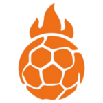 An orange soccer ball with a flame on top, symbolizing a Football Agent's dynamic and energetic style.